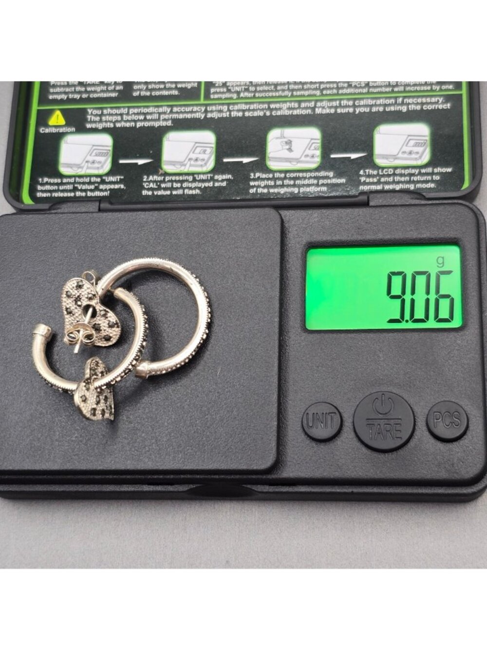 Sterling Silver Marcasite Heart Hoop Earrings Removable Charms 2 In 1 Style - Picture 13 of 13